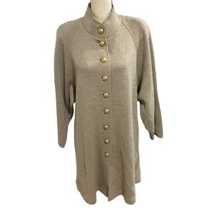 Lucia Long Cardigan Jacket Sz 36 (US 6) Beige Wool Blend Made in Germany